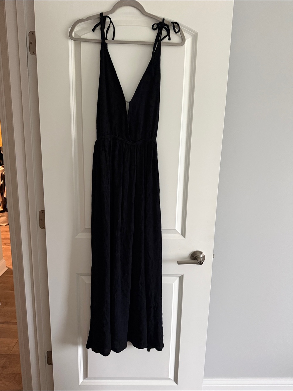 Odder side Black Tie-Shoulder Maxi Dress - Women